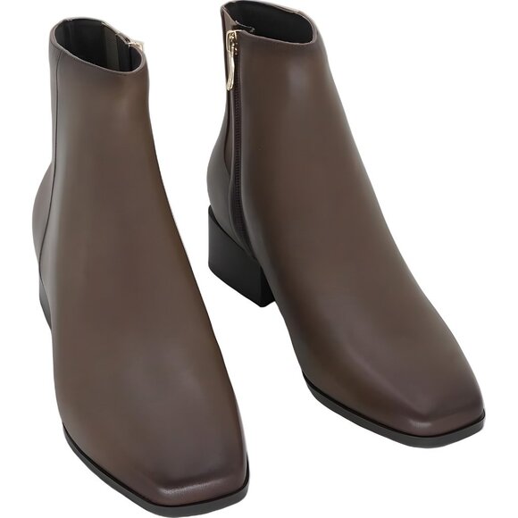 Easy Spirit Eflex Sidney Dark Taupe Leather Ankle Boots Zip Block Heel US 7M - Picture 1 of 6